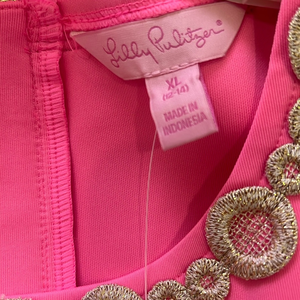 Lilly Pulitzer Girls Baylee Fit & Flare Dress in Pink Sunset Size X-Large NWT - Picture 4 of 8